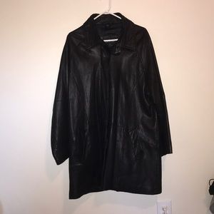 Kasper long leather jacket
